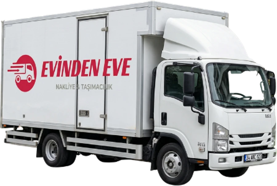 Evinden Eve logolu nakliyat kamyonu